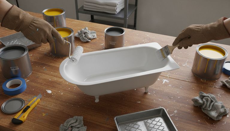 Peindre une baignoire : le guide complet pour une rénovation réussie : Étape 3 : peindre la baignoire au rouleau et au pinceau